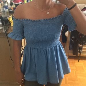 Denim off shoulder shirt
